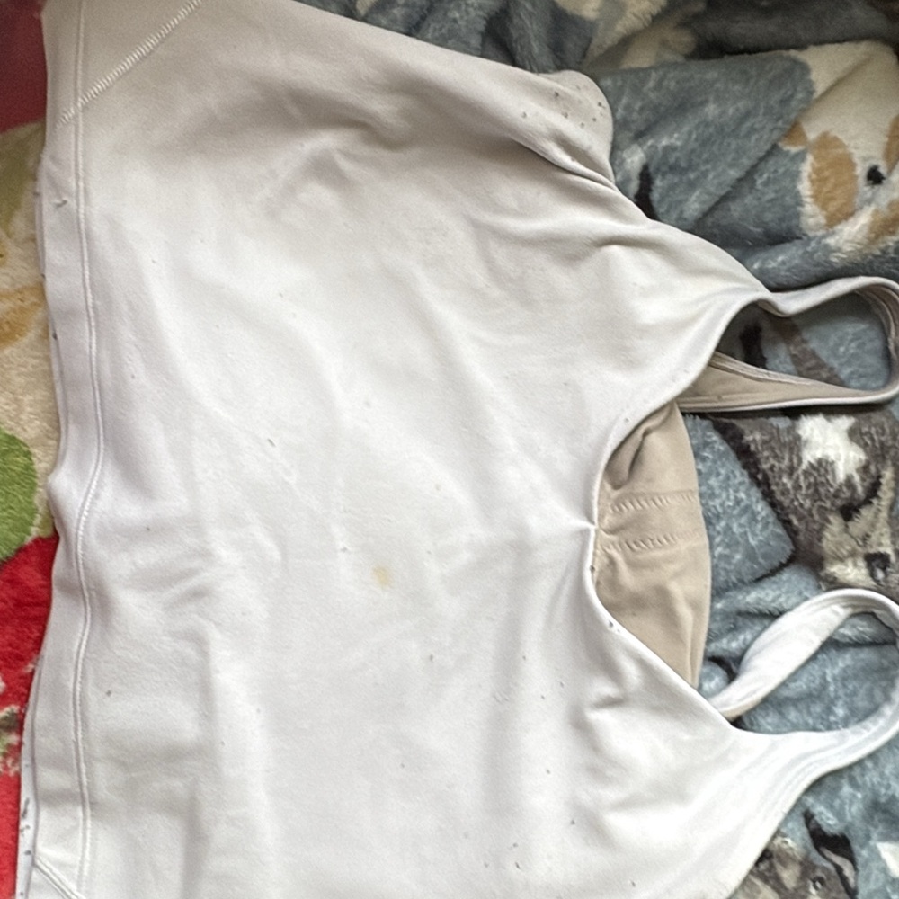 Lululemon Athletica White and Blue Raglan Crop Tank Top